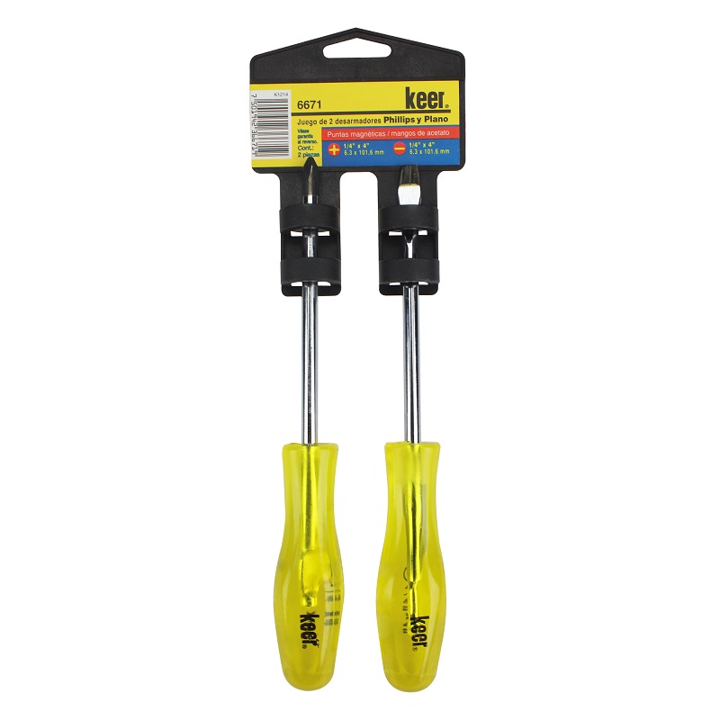 Juego de 2 Desarmadores Cruz y Plano con Mango Pvc Santul 6671
