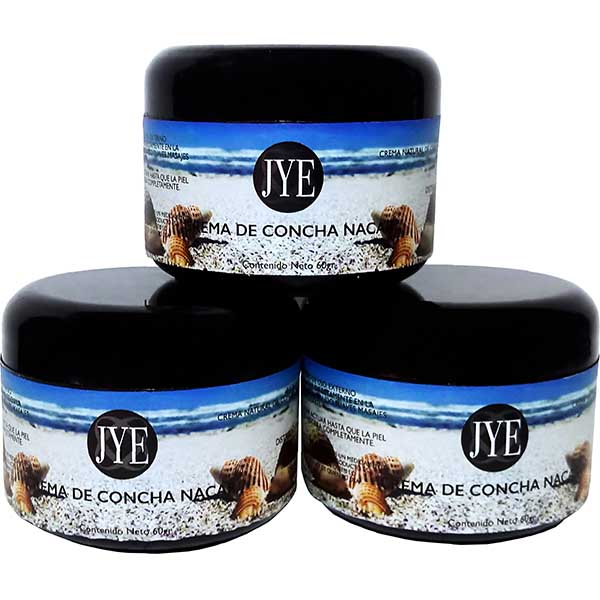 Crema de Concha Nacar JYE Natural. Incluye 3 frascos