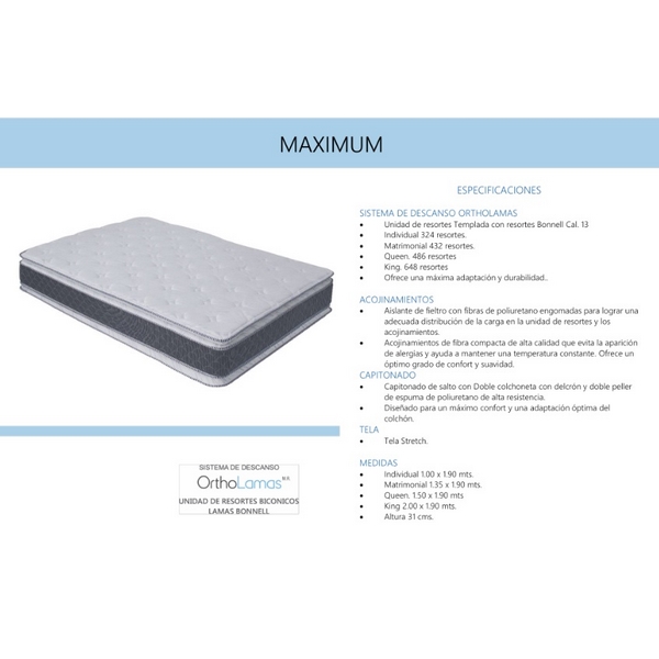 Colchon Maximum Individual Gris y Blanco - Kessa