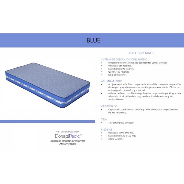 Colchon Blue Individual Azul - Kessa