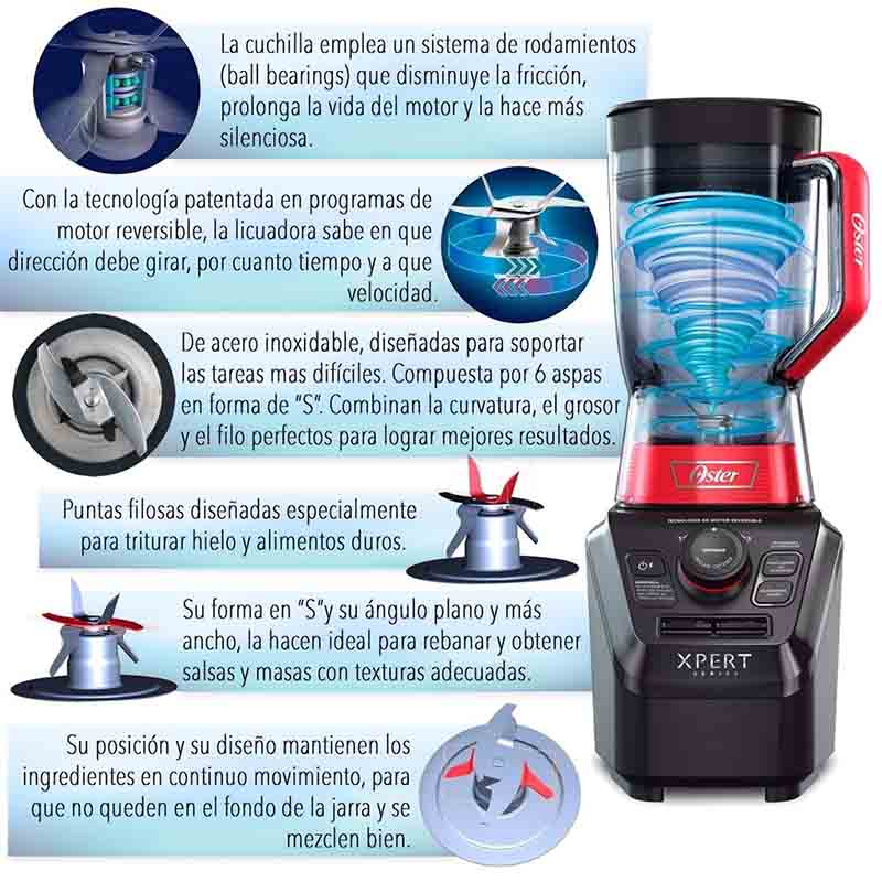 Licuadora Oster Xpert Series Vaso De Tritan 2Lts - Negro