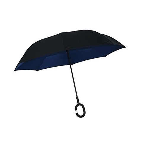 Paraguas Invertido Diseño Innovador Doble Tela Azul Marino