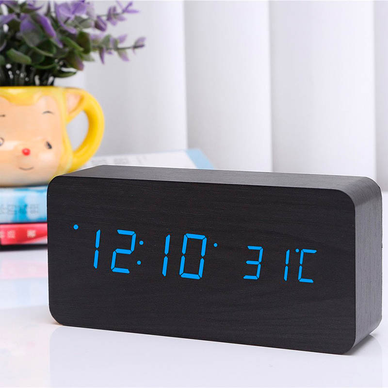 Reloj Despertador Digital de Madera Diseño Minimalista Redlemon