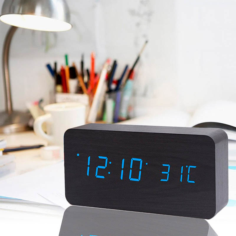 Reloj Despertador Digital de Madera Diseño Minimalista Redlemon