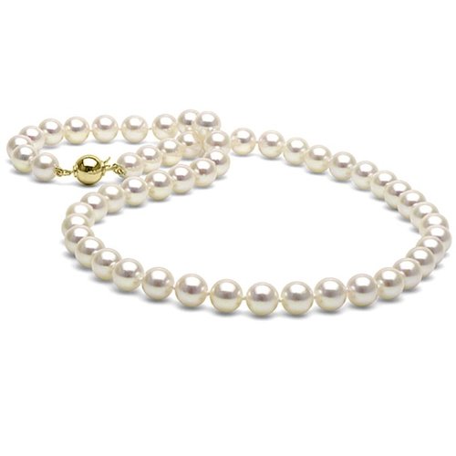 Collar Svetlana Petrov? de Perlas Cultivadas blancas y broche de chapa de oro de 14k
