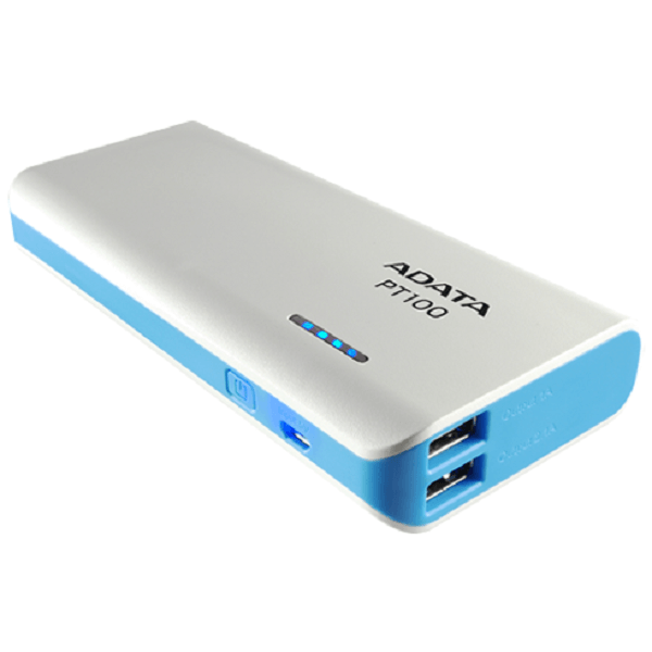Bateria Portatil USB Adata PT100 Power Bank Cargador 10000mAh Blanco/Azul APT100-10000M-5V-CWHBL