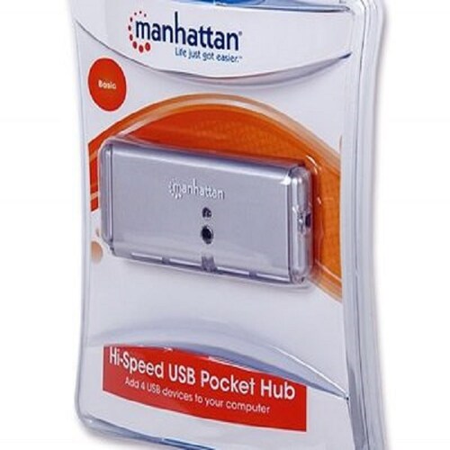 HUB Manhattan USB 2.0 De 4 Puertos Alta Velocidad De Bolsillo 160599