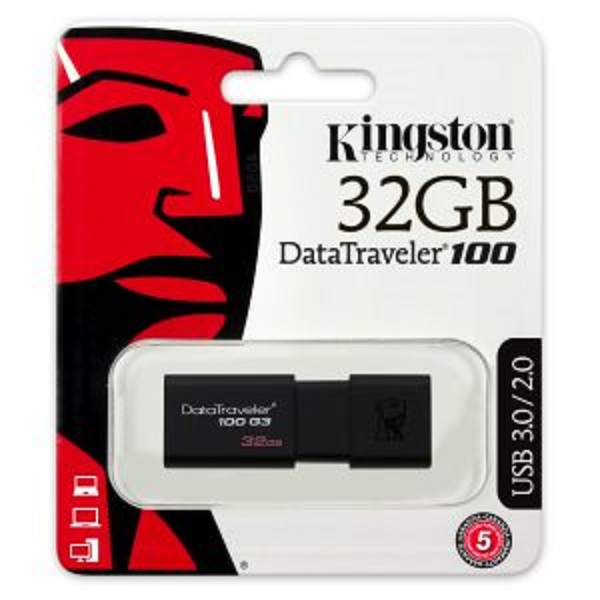 Memoria Flash USB 3.0 Kingston DataTraveler 100 32GB Negra DT100G3/32GB