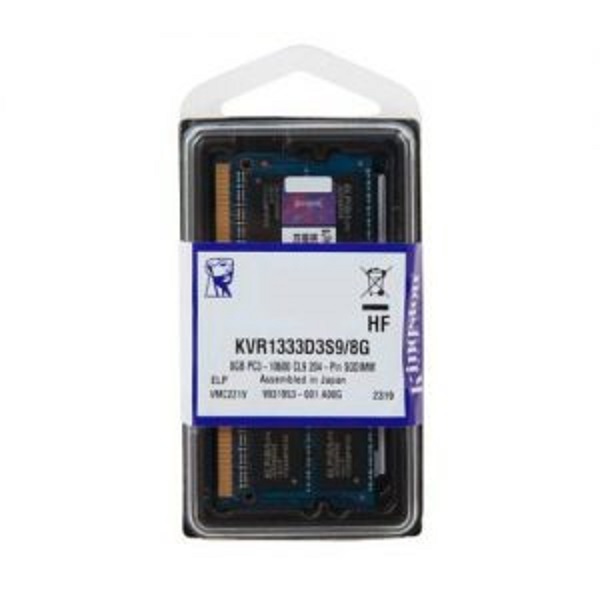Memoria Ram DDR3 Sodimm Kingston 1333 MHz 8 Gb PC3-10600 KVR1333D3S9/8G