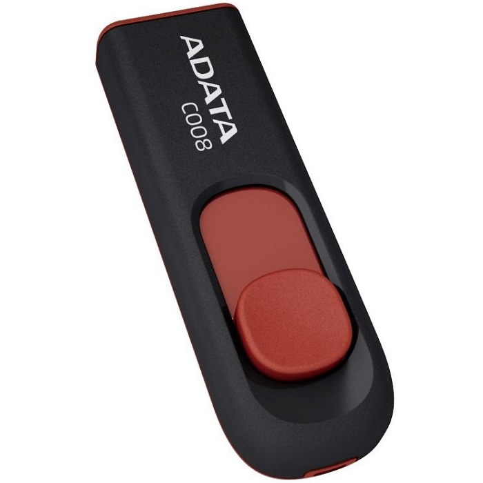 Memoria Flash USB Adata C008 8 GB Negro Con Rojo (AC008-8G-RKD)