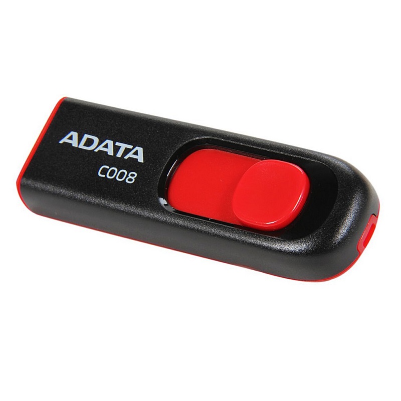 Memoria Flash USB Adata C008 8 GB Negro Con Rojo (AC008-8G-RKD)