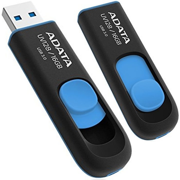 Memoria Flash USB 3.0 Adata UV128 16 GB Negro Con Azul (AUV128-16G-RBE)