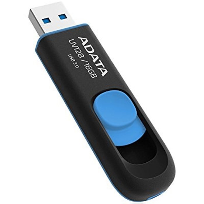Memoria Flash USB 3.0 Adata UV128 16 GB Negro Con Azul (AUV128-16G-RBE)