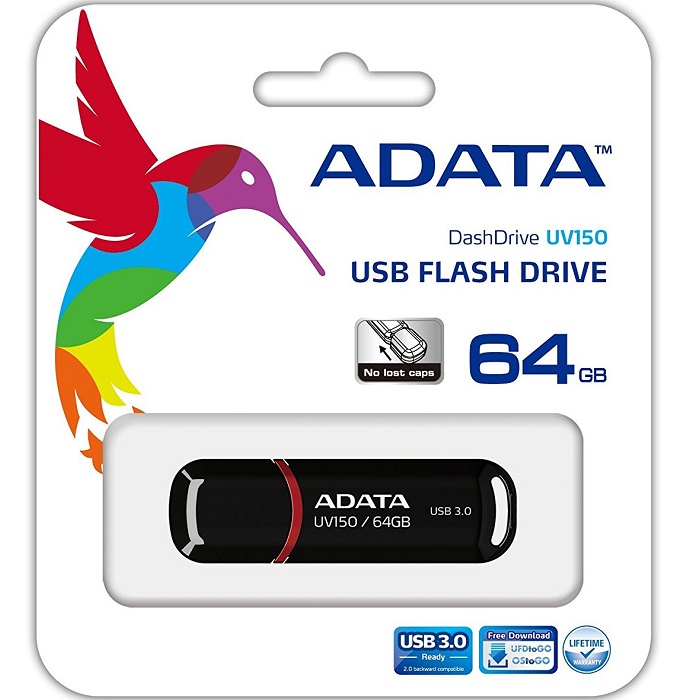 Memoria Flash USB 3.0 Adata UV150 64 GB Negra AUV150-64G-RBK
