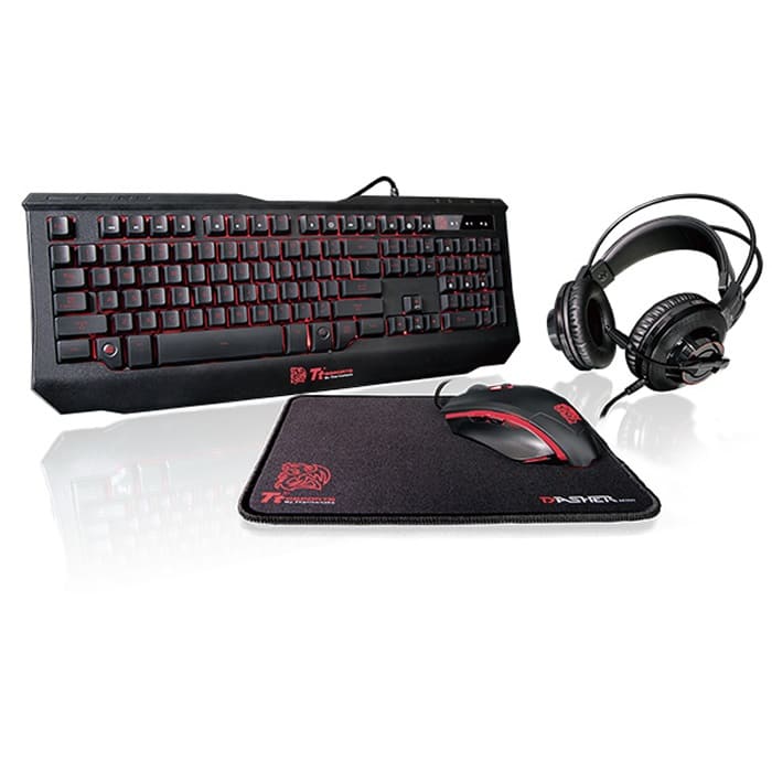Kit Teclado, Mouse, Diadema y MousePad Thermaltake KNUCKER 4 En 1 Gaming Combo Alambrico USB Gamer Retroiluminado Led KB-GCK-PLBLUS-01