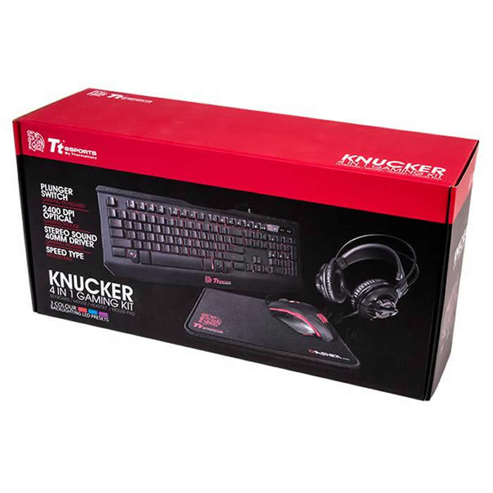 Kit Teclado, Mouse, Diadema y MousePad Thermaltake KNUCKER 4 En 1 Gaming Combo Alambrico USB Gamer Retroiluminado Led KB-GCK-PLBLUS-01