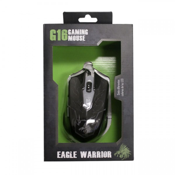Mouse Eagle Warrior Alambrico Optico USB G16 Iluminado 2400 DPI MOG436US0G16EGW