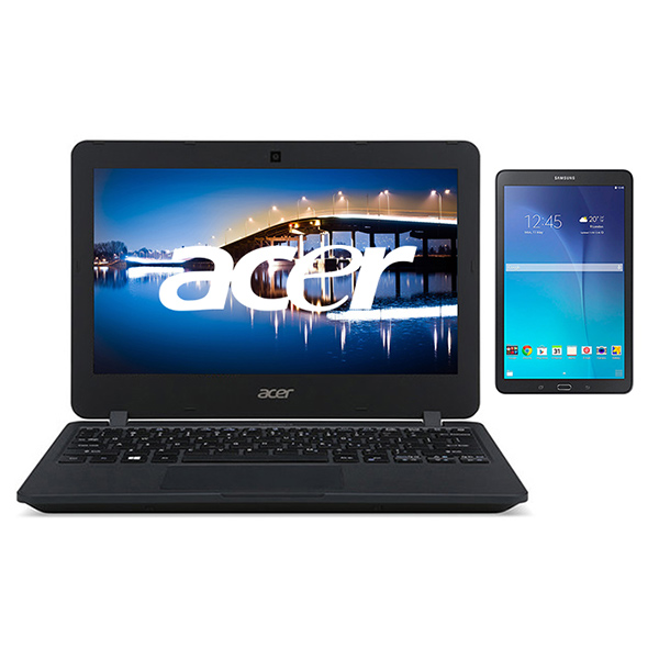 Bundle Acer 11.6" TravelMate Celero 4GB 32GB+ Samsung Galaxy Tab E 9.6" 16GB 1.5GB reacondicionado