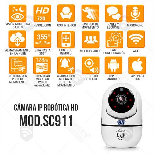 Camara Ip Rastreo Movimiento Wifi App Hd 720 Dvr 128 Gb Auto Tracking Casa Negocio
