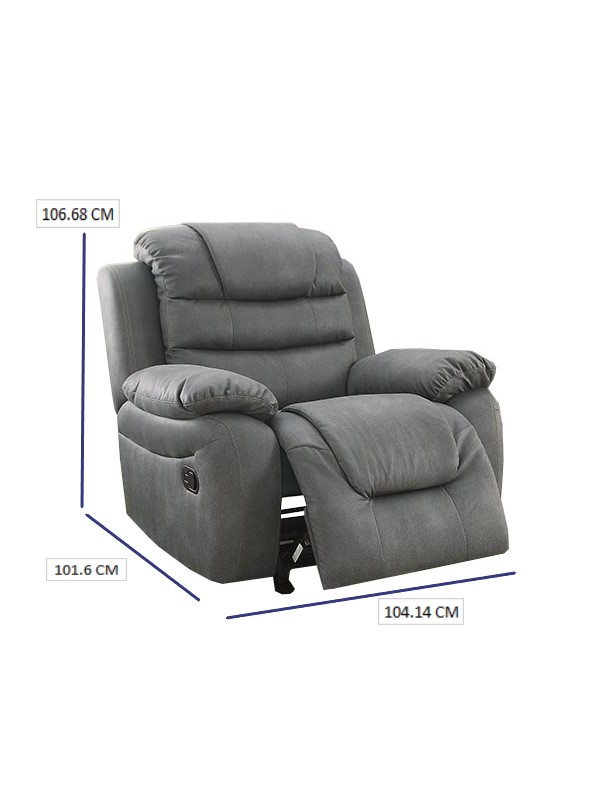 Sillon Reclinable F6761, color Gris Poundex