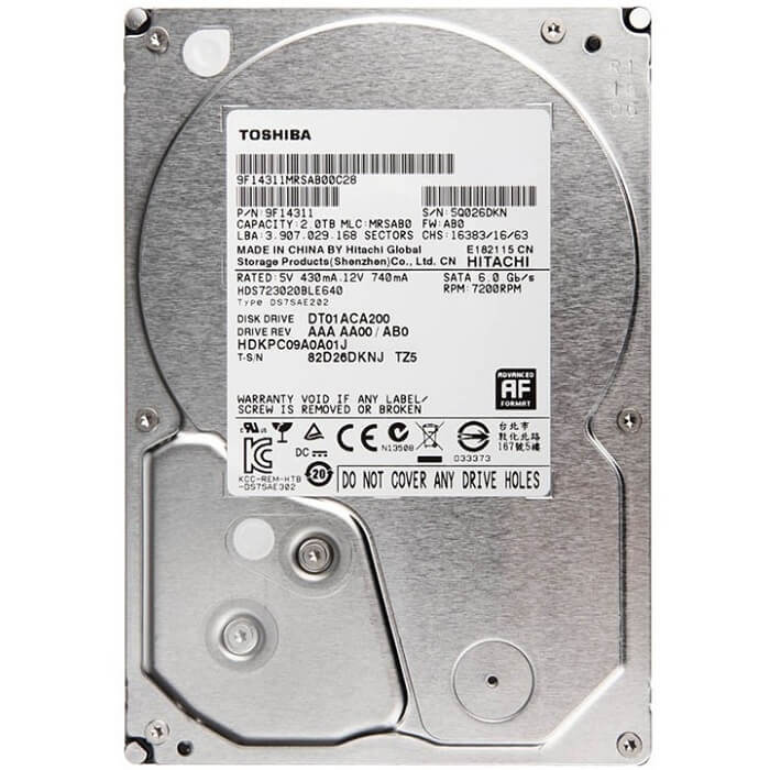 Disco Duro 3.5 Toshiba 2 TB 7200 RPM SATA 3 64MB DT01ACA200