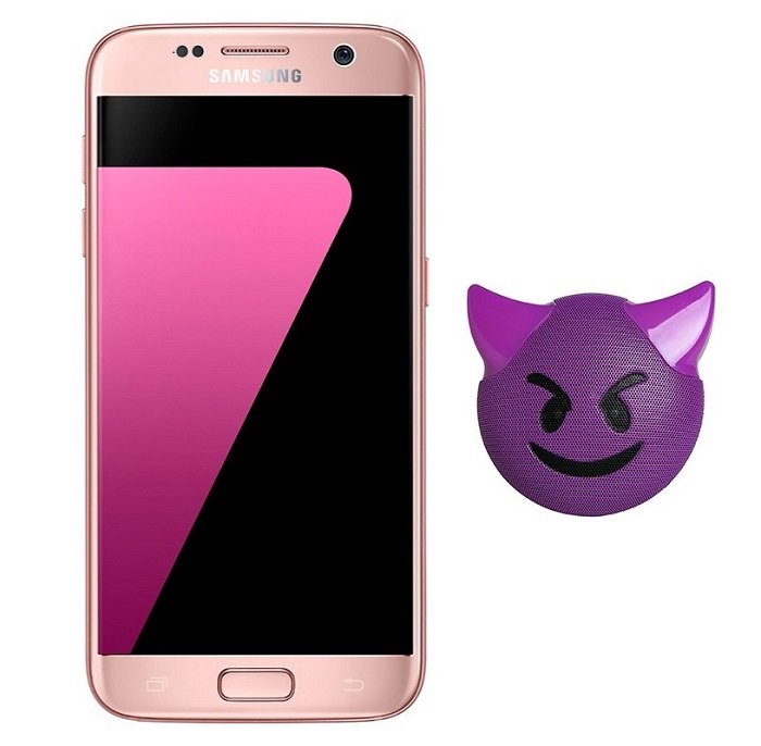 Celular Samsung Galaxy S7 Flat Color Rosa Telcel más bocina Emoji Bluetooth