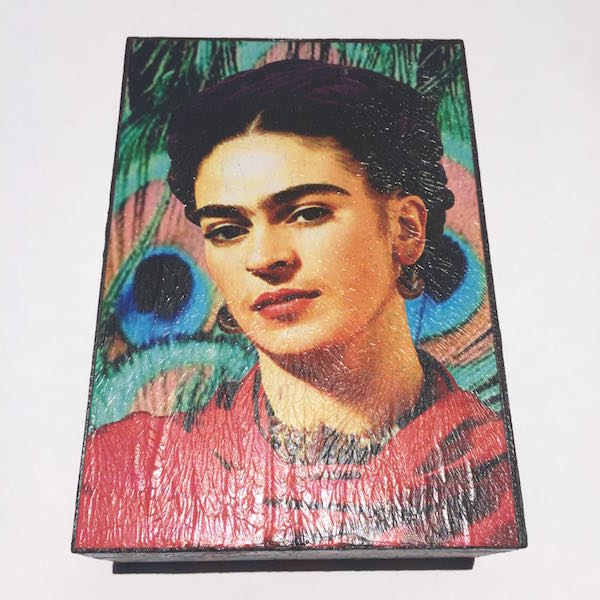 Caja De Madera Grande Decorada Artesanal Frida 