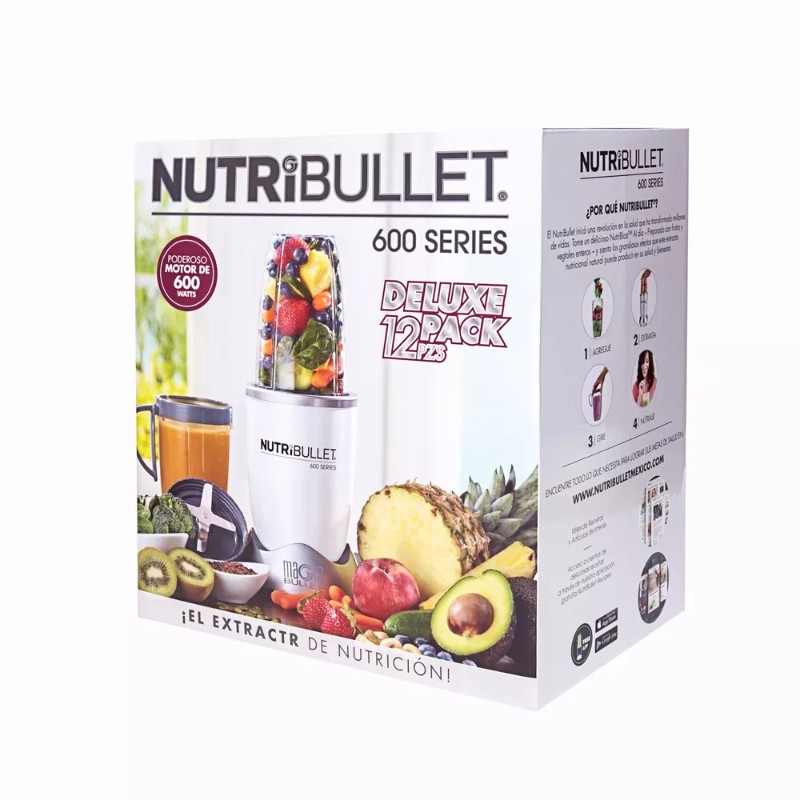NutriBullet 600w 12 accesorios Blanco Procesador de alimentos y extractor - SKU 101749