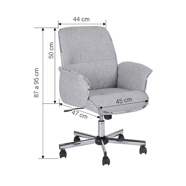 Silla de Oficina Thomasina Gris / Cromo - Kessa