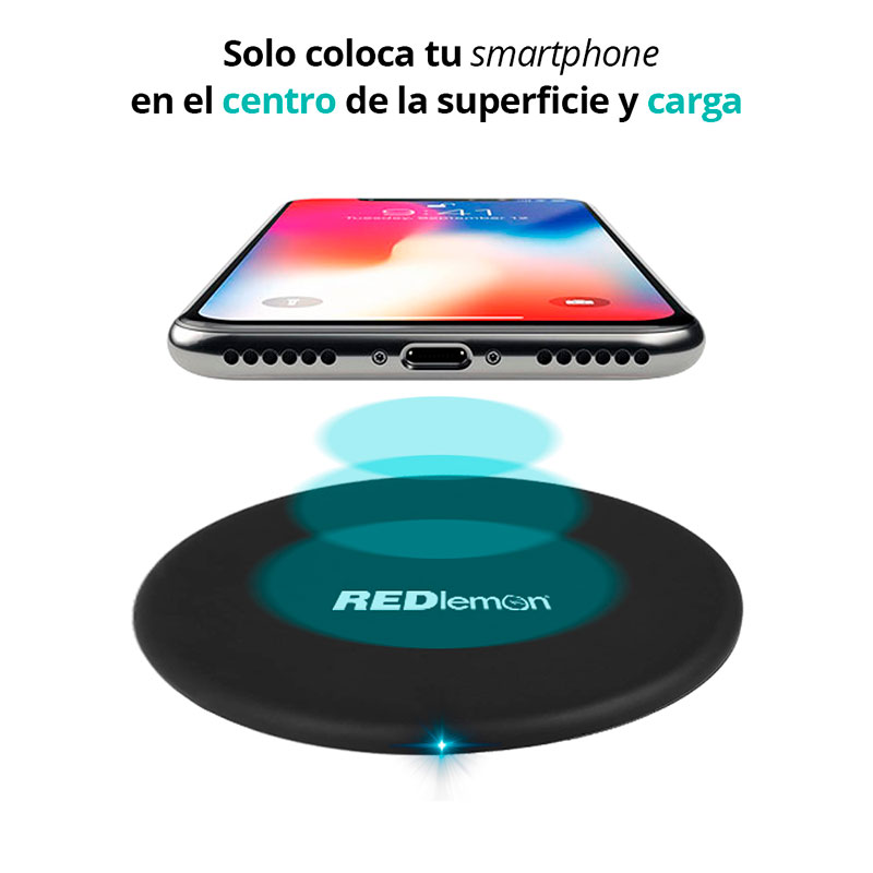 Redlemon Cargador Inalámbrico de Carga Rápida (Fast Charge), Tecnología Qi