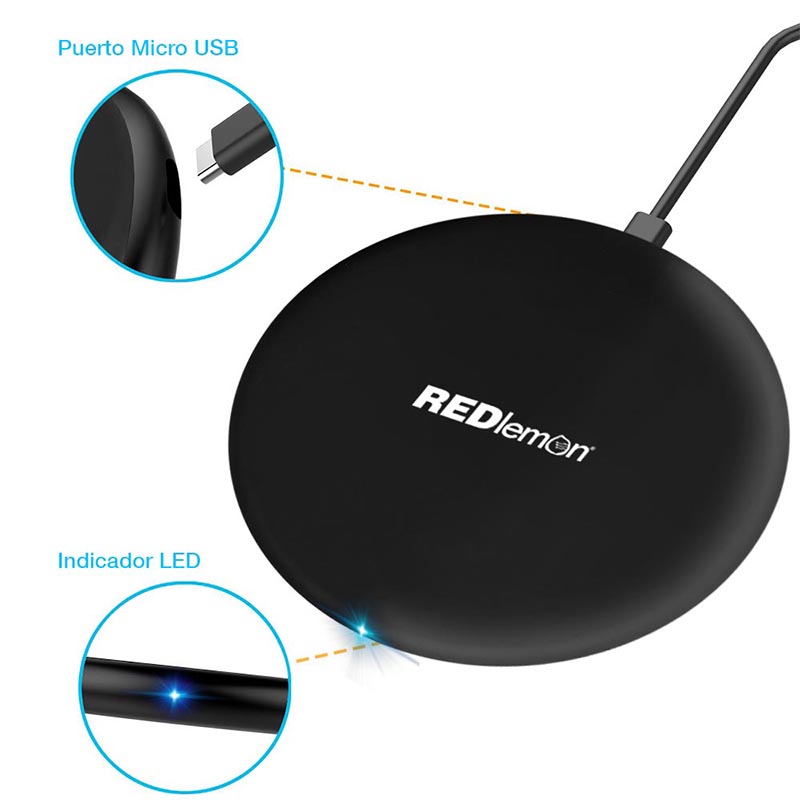 Redlemon Cargador Inalámbrico de Carga Rápida (Fast Charge), Tecnología Qi