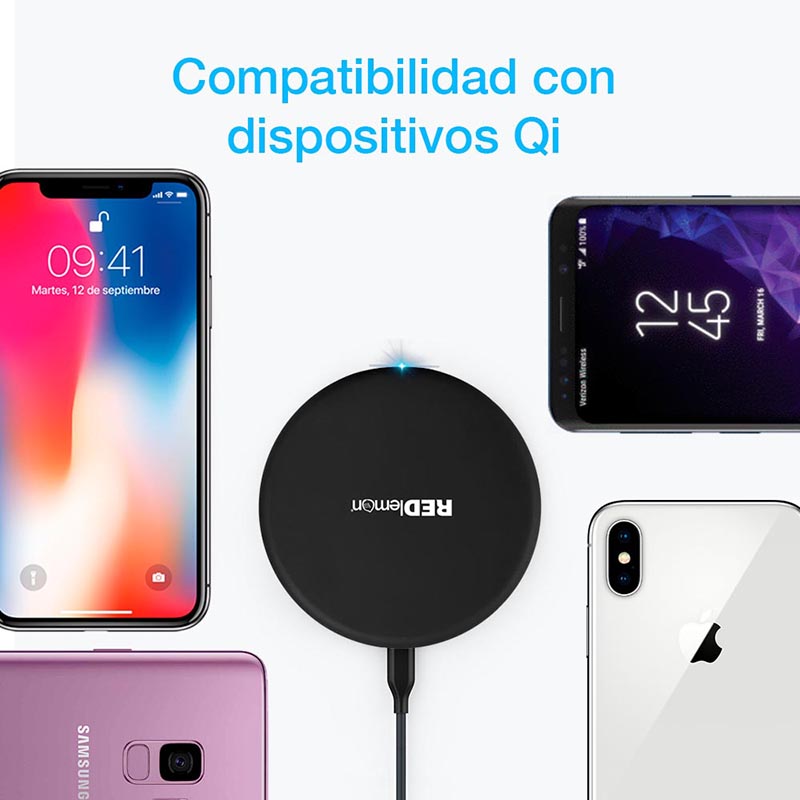 Redlemon Cargador Inalámbrico de Carga Rápida (Fast Charge), Tecnología Qi