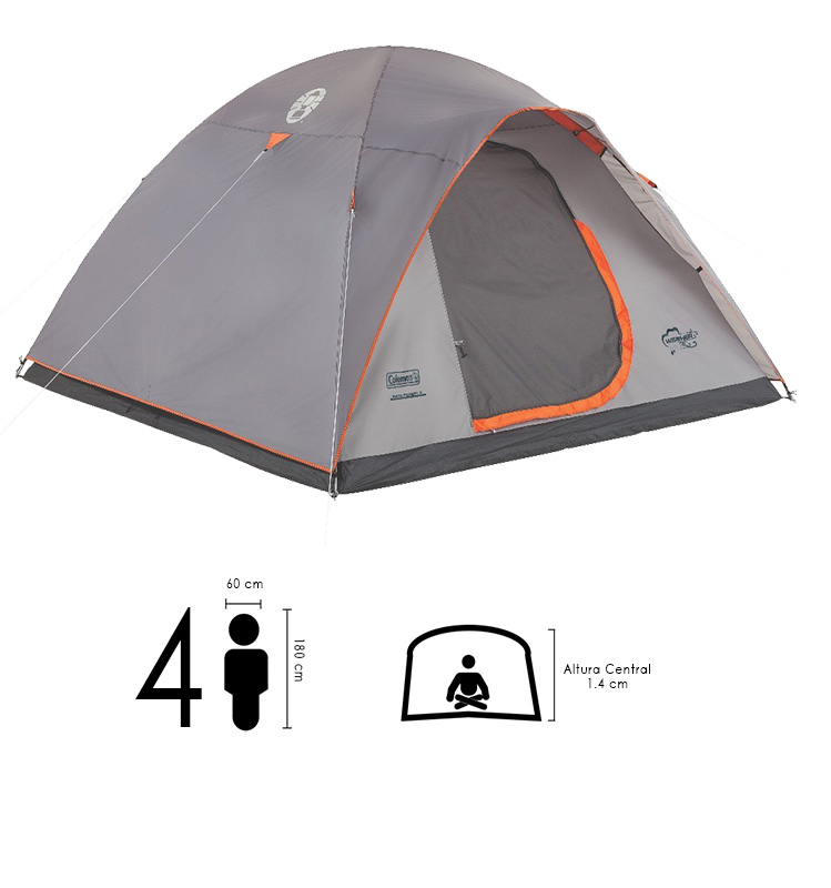 Tienda Casa Campana Selva 4 Personas Gris Naranja Coleman