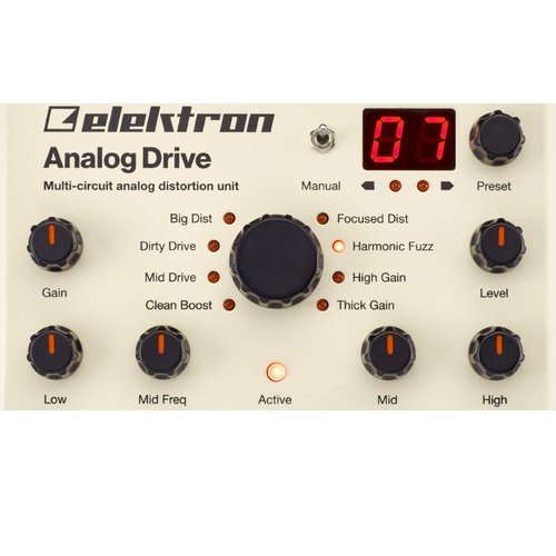 ELEKTRON Analog Drive pedal para Guitarra con 7 diferentes tipo sde Distorsi?n por Solid Electronics