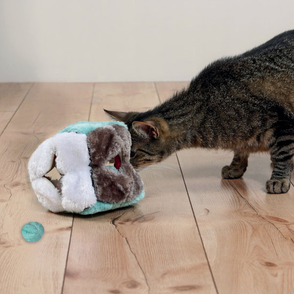 Trixie Cubo de Peluche para Gato con 4 Pelotas, Catnip, 14x14x14 cm