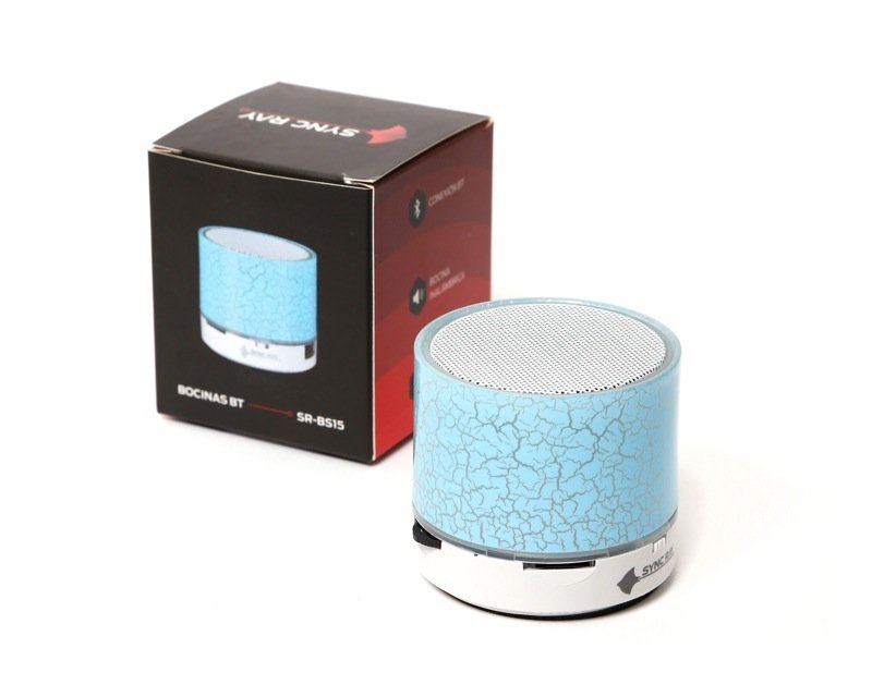 Bocina Bluetooth LED de gran sonido FM Micro SD y Auxiliar Azul Sync Ray