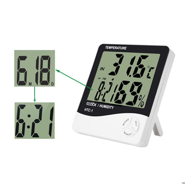 Higrometro Digital Termometro Medidor De Humedad Reloj Alarma BYTESHOP