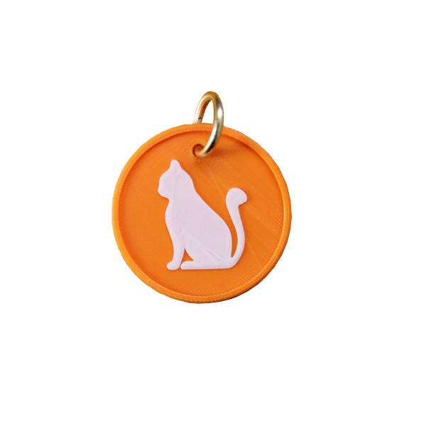 Plaquita personalizada color naranja para gatos
