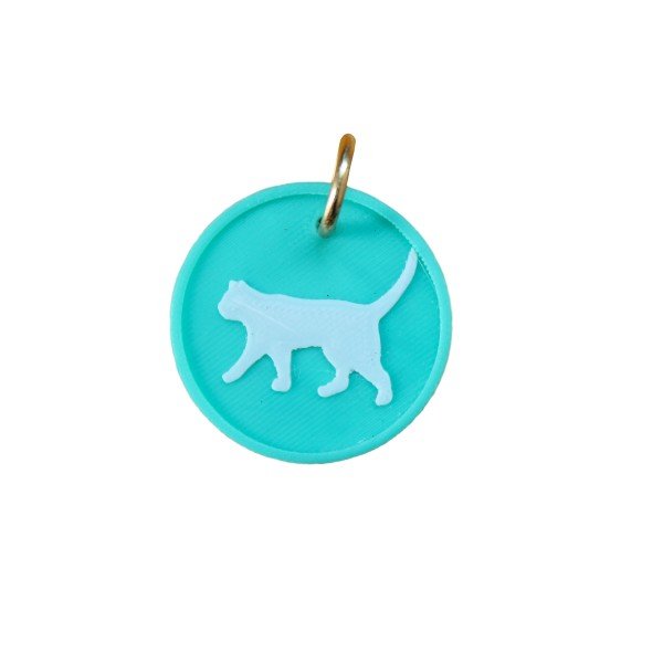 Plaquita personalizada color azul para gatos