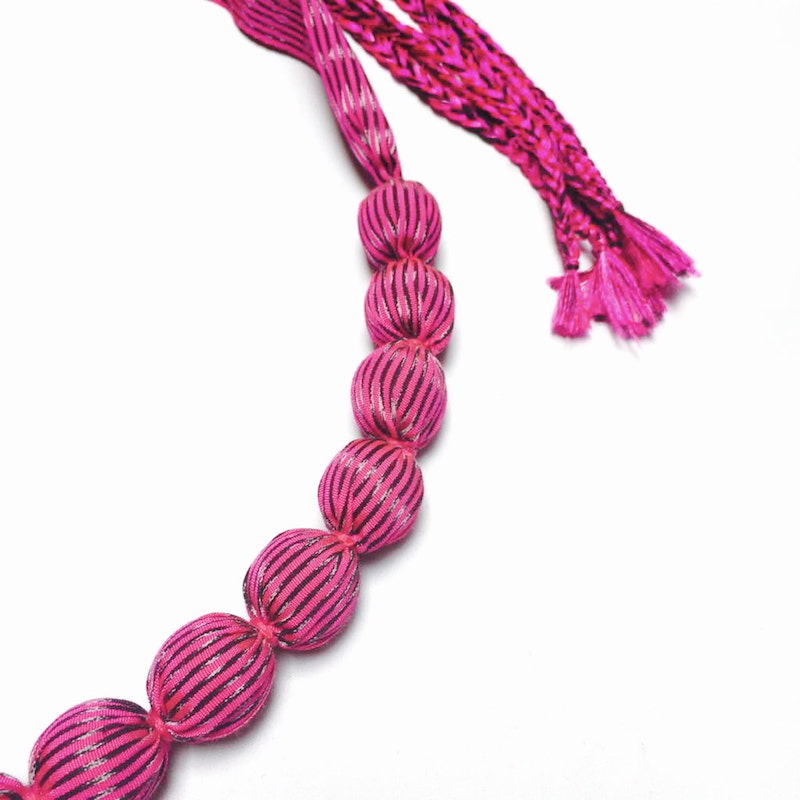 Collar Artesanal De Genuino Rebozo Mexicano Rosa 
