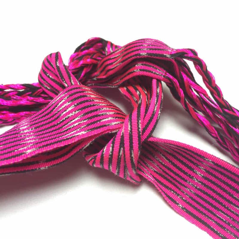Collar Artesanal De Genuino Rebozo Mexicano Rosa 