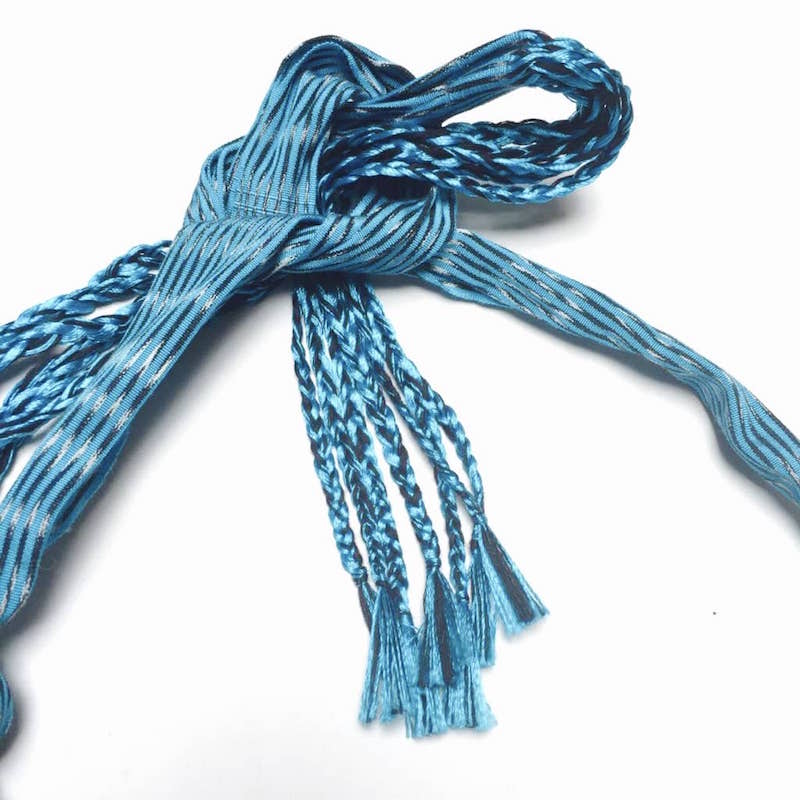 Collar Artesanal De Genuino Rebozo Mexicano Azul
