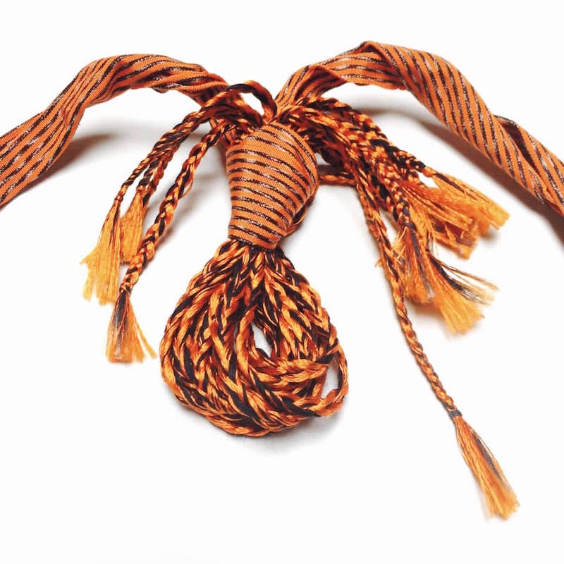 Collar Artesanal De Genuino Rebozo Mexicano Anaranjado