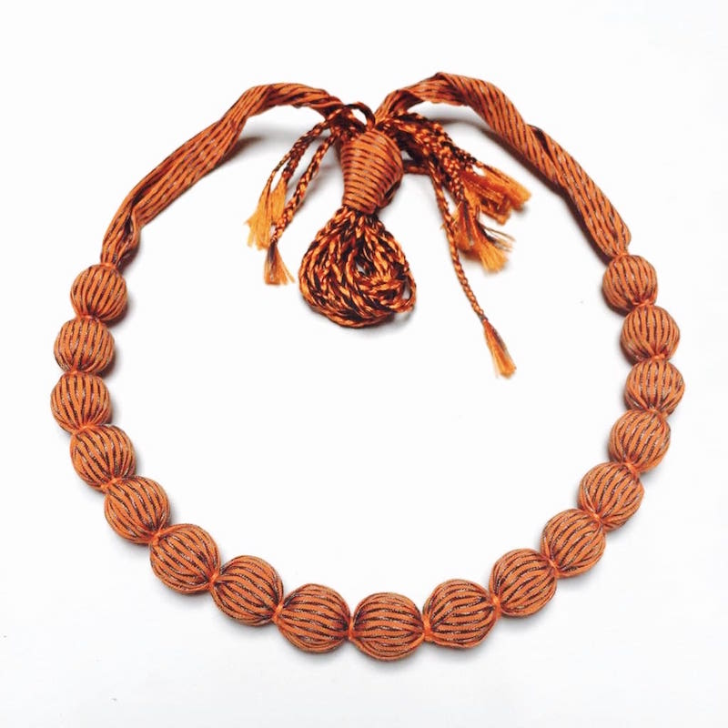 Collar Artesanal De Genuino Rebozo Mexicano Anaranjado