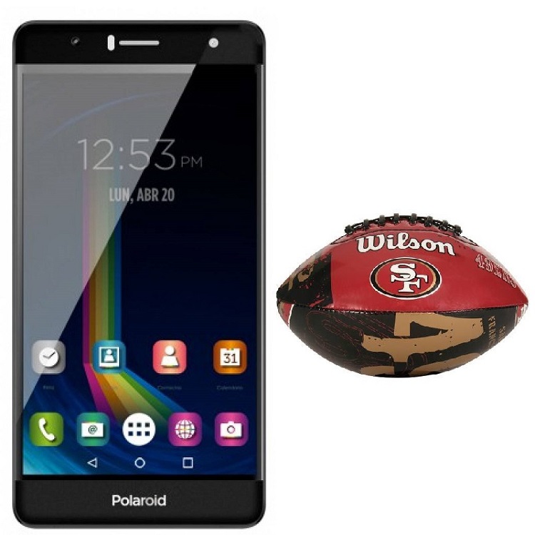 Celular POLAROID LTE P5046A COSMO P5S GRIS Telcel, m?s Bal?n Futbol Americano Juvenil Team San Francisco Wilson