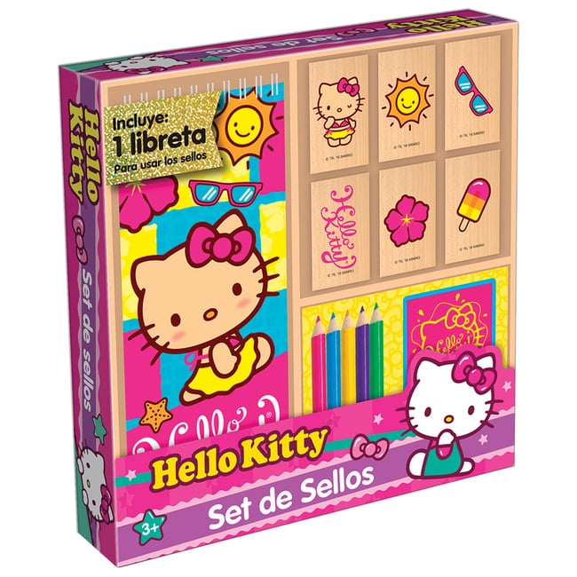 Novelty Set De Sellos Hello Kitty Caja de Madera