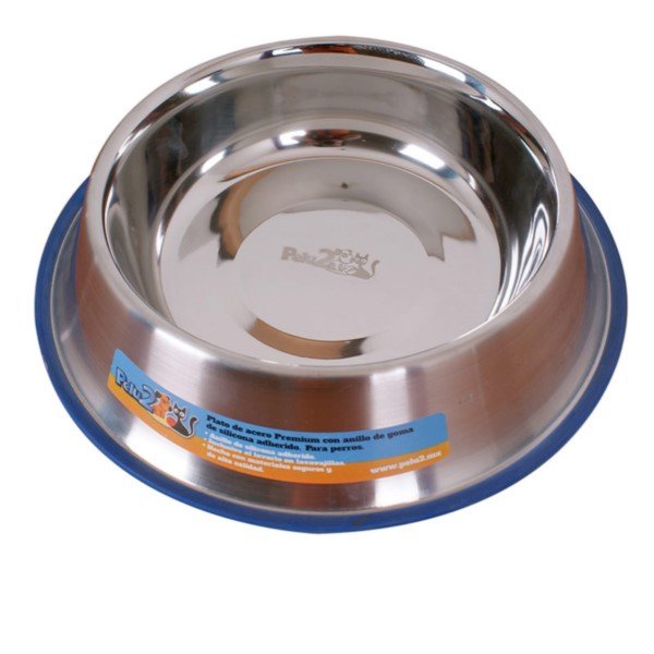 Plato de acero premium con anillo de goma de silicona adherido 64 oz 