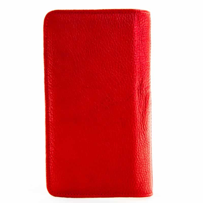 Portapasaporte de Piel Dama color Rojo con Bordado Artesanal AngeLozano