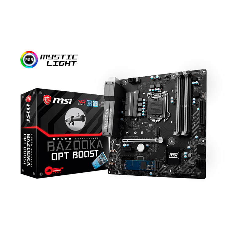 TARJETA MADRE MSI MICROATX B250M BAZOOKA OPT BOOST, S-1151 INTEL B250, 64GB DDR4