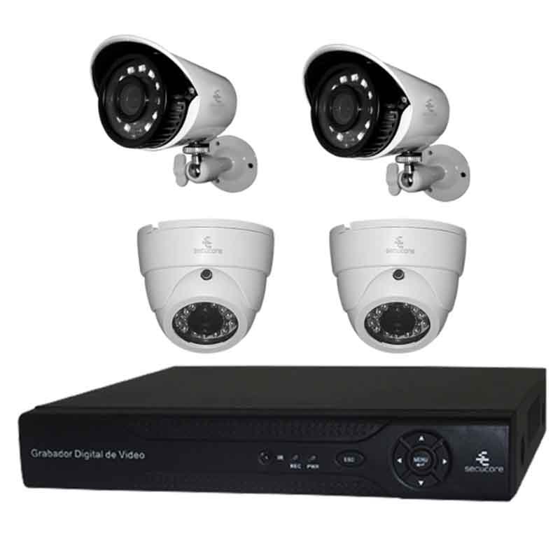 Kit Cctv Video Vigilancia 4 Cámaras Ahd Alta Definición 1080p con Audio Dvr Seguridad Circuito Cerrado